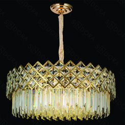 LUSTRE CRISTAL INOXDOURADO+CRISTAL TRANSPARENTE 75X30CM DCD01003