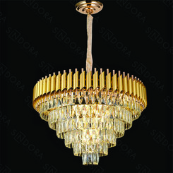LUSTRE PENDENTE METAL DOURADO+CRISTAL TRANSPARENTE DCD06511