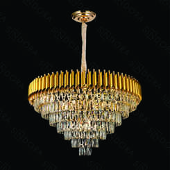LUSTRE PENDENTE METAL DOURADO+CRISTAL TRANSPARENTE 75X48CM DCD06544