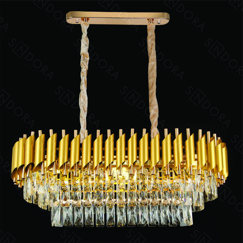 LUSTRE PENDENTE METAL DOURADO+CRISTAL TRANSPARENTE 75X35CM DCD06512