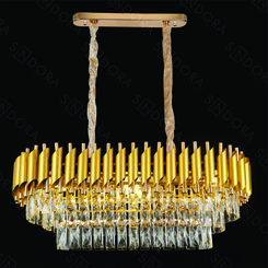 LUSTRE PENDENTE METAL DOURADO+CRISTAL TRANSPARENTE 75X35CM DCD06512