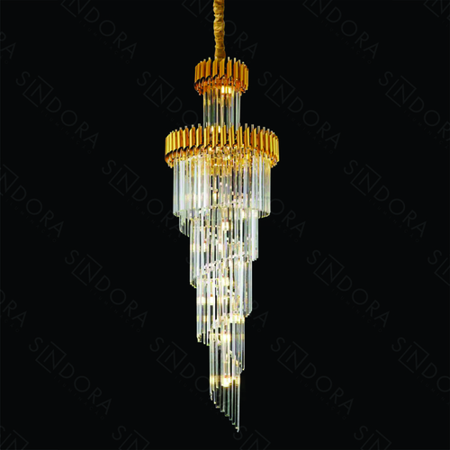 PENDENTE METAL DOURADO+CRISTAL TRANSPARENTE 65X180CM DCD00492