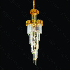 PENDENTE METAL DOURADO+CRISTAL TRANSPARENTE 65X180CM DCD00492