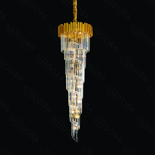 PENDENTE METAL DOURADO+CRISTAL TRANSPARENTE 55X160CM DCD06521