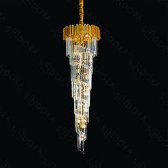 PENDENTE METAL DOURADO+CRISTAL TRANSPARENTE 55X160CM DCD06521