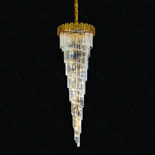 PENDENTE METAL DOURADO+ CRISTAL TRANSPARENTE 75X240CM DCD06522