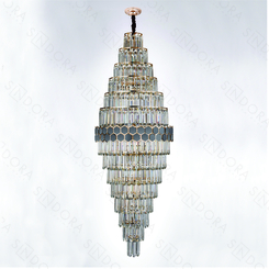 PENDENTE INOX DOURADO E PRETO+CRISTAL TRANSPARENTE DCD03939