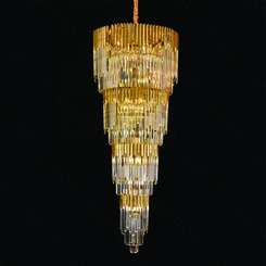 PENDENTE INOX DOURADO+CRISTAL TRANSPARENTE 75X200CM DCD03909