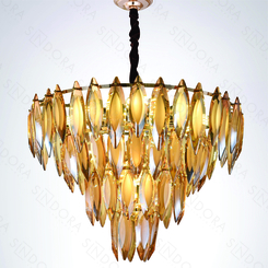 PENDENTE METAL DOURADO+CRISTAL CHAMPAGNE 60X43CM DCD03930