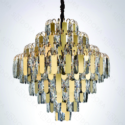 PENDENTE INOX DOURADO+CRISTAL TRANSPARENTE 60X59CM DCD03928