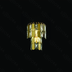 ARANDELA EM INOX DOURADO+CRISTAL TRANSPARENTE 25X30CM DCB0494