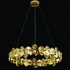 PENDENTE INOX DOURADO+CRISTAL TRANSPARENTE 80X20CM DCD06507