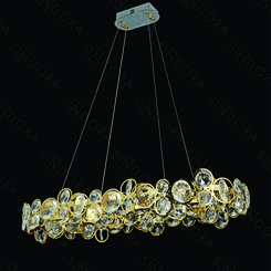 PENDENTE INOX DOURADO+CRISTAL TRANSPARENTE 100X38X20CM DCD06508