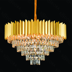 PENDENTE METAL DOURADO+ CRISTAIS TRANSPARENTES 70X45CM DCD00794