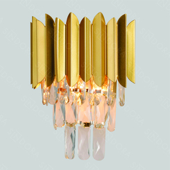ARANDELA EM CRISTAL METAL DOURADO+CRISTAL TRANSPARENTE  26X31CM DCB00796