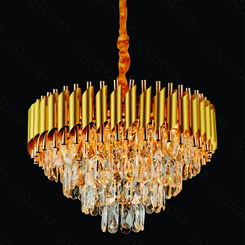 PENDENTE METAL DOURADO+CRISTAL  TRANSPARENTE 50X35CM DCD00797