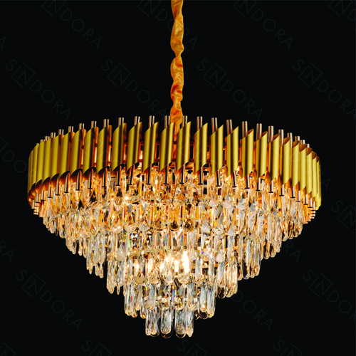 PENDENTE METAL DOURADO+CRISTAL TRANSPARENTE 70X45CM DCD00798