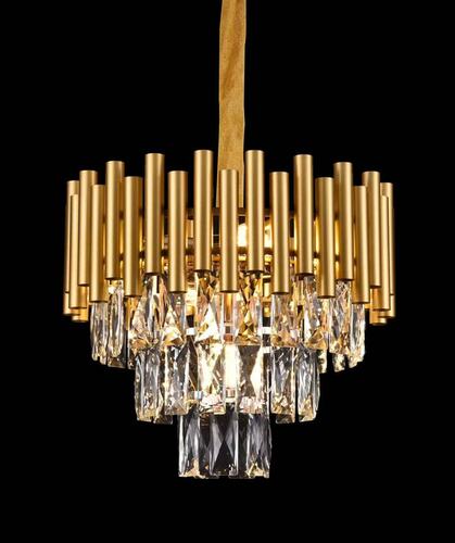 PENDENTE METAL DOURADO+CRISTAL TRANSPARENTE 38X28CM DCD00452