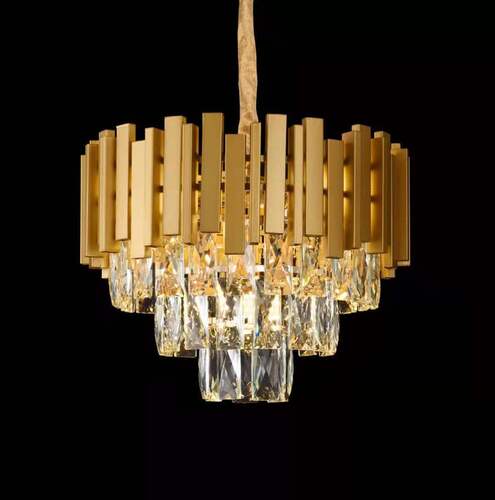 PENDENTE METAL DOURADO+CRISTAL TRANSPARENTE 38X28CM DCD00457
