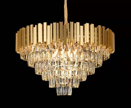 PENDENTE METAL DOURADO+CRISTAL TRANSPARENTE 72X43CM DCD00459
