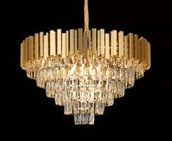 PENDENTE METAL DOURADO+CRISTAL TRANSPARENTE 72X43CM DCD00459