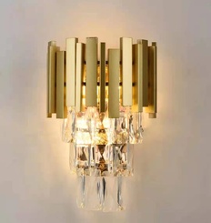 ARANDELA METAL DOURADO+CRISTAL TRANSPARENTE 30X22CM DCB00461