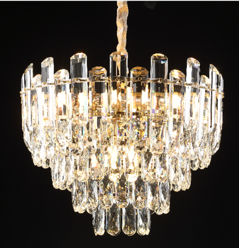 PENDENTE DOURADO+CRISTAIS TRANSPARENTES 45X36CM DCD00462