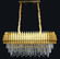 PENDENTE  RETANGULAR METAL DOURADO+CRISTAL TRANSPARENTE 80X30CM DCD00450