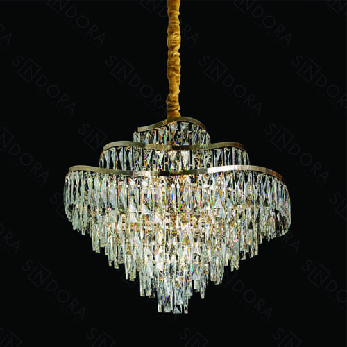 PENDENTE METAL DOURADO+CRISTAL TRANSPARENTE 80CM DCD06519