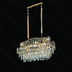 LUSTRE PENDENTE   METAL DOURADO+ CRISTAL 85X30CM DCD06520