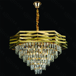 LUSTRE PENDENTE INOX DOURADO+CRISTAL TRANSPARENTE  79C59CM DCD06502