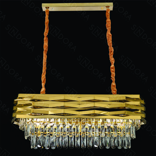 LUSTRE PENDENTE INOX DOURADO+CRISTAL TRANSPARENTE 80X30X39XM DCD06503