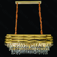 LUSTRE PENDENTE INOX DOURADO+CRISTAL TRANSPARENTE 80X30X39XM DCD06503