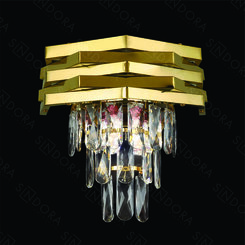 ARANDELA EM INOX DOURADO+CRISTAL TRANSPARENTE 27X30CM DCB06505