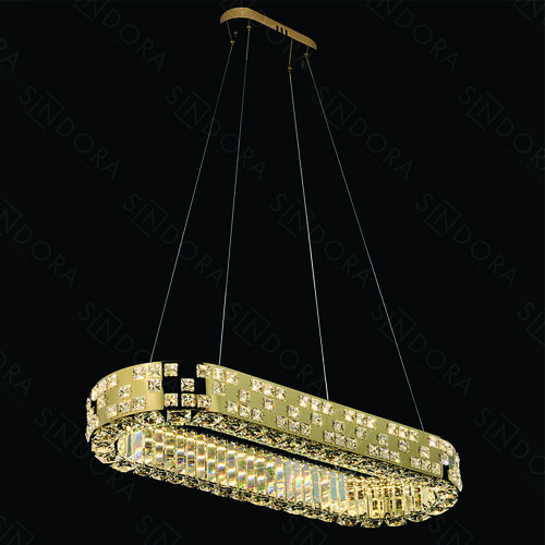 PENDENTE  INOX DOURADO+CRISTAL TRANSPARENTE 82X31CM DCD02890