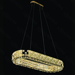 PENDENTE  INOX DOURADO+CRISTAL TRANSPARENTE 82X31CM DCD02890