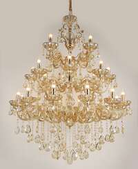 LUSTRE PENDENTE 24 BRAÇOS METAL DOURADO+CRISTAL AMBER DCD00409+8+4