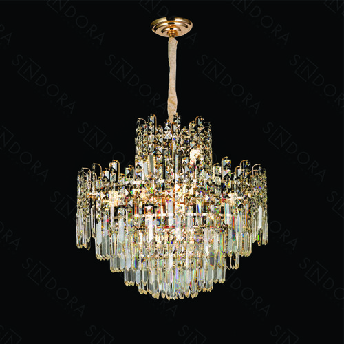 PENDENTE  METAL DOURADO+CRISTAL TRANSPARENTE 60X57CM DCD01022