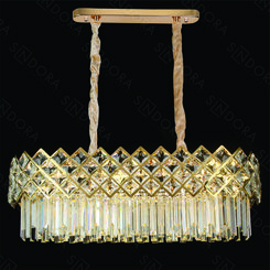 LUSTRE PENDENTE 0 INOX DOURADO+CRISTAL TRANSPARENTE 85×35×29CM DCD01004
