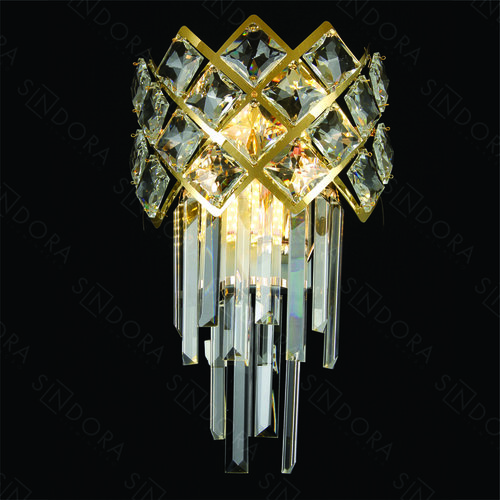 ARANDELA  INOX DOURADO+CRISTAL TRANSPARENTE 37×22CM DCB01005
