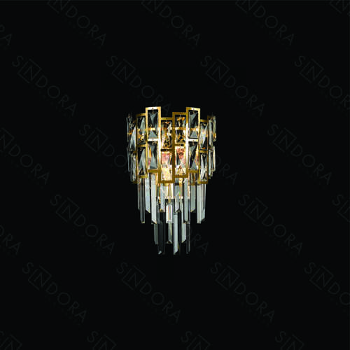ARANDELA INOX DOURADO+CRISTAL TRANSPARENTE 27X40CM DCB01031