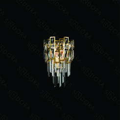 ARANDELA INOX DOURADO+CRISTAL TRANSPARENTE 27X40CM DCB01031