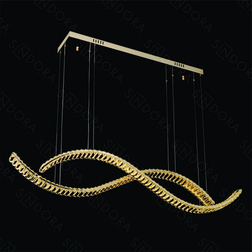 PENDENTE METAL DOURADO+CRISTAL TRANSPARENTE  120×16CM 50W DCD02868