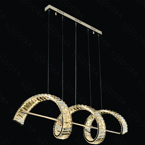 PENDENTE METAL DOURADO+CRISTAL 100×30CM 56W 5600LM 3000K DCD02809