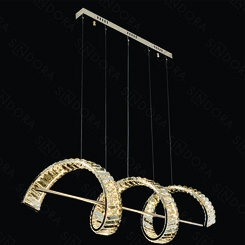 PENDENTE METAL DOURADO+CRISTAL 100×30CM 56W 5600LM 3000K DCD02809