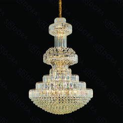 PENDENTE METAL DOURADO+ CRISTAIS TRANSPARENTES  120×180CM  DCD01013