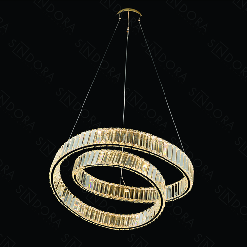 PENDENTE 60CM 70W 7000LM 3000K BIVOLT METAL DOURADO+CRISTAL DCD02805