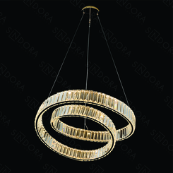 PENDENTE 60CM 70W 7000LM 3000K BIVOLT METAL DOURADO+CRISTAL DCD02805