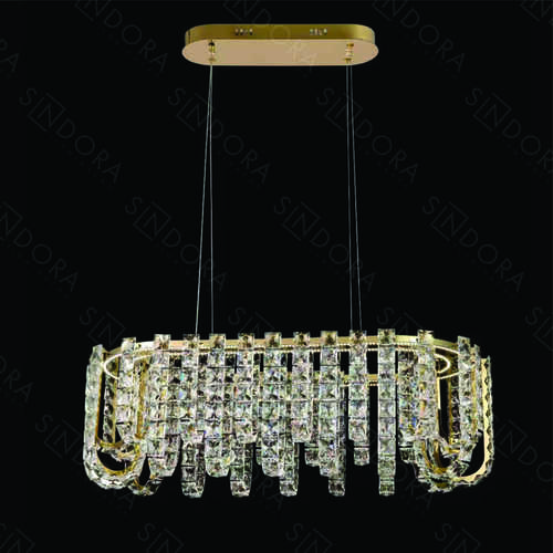 PENDENTE COM LED  INOX DOURADO+CRISTAL TRANSPARENTE 3000K 4000K 6000K 9000LM  79×40×25CM DCD01043