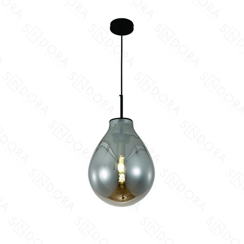 PENDENTE CAJU METAL PRETO+VIDRO FUME 22×30CM DCD04007